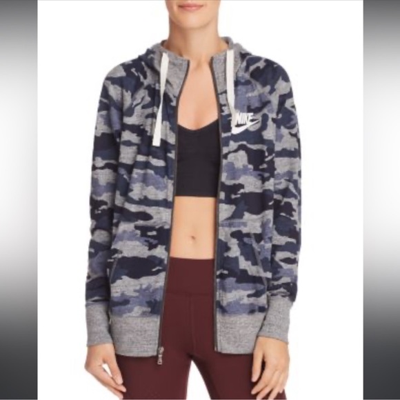 NIKE lightweight camo hoodie XL blue gray - Picture 2 of 4